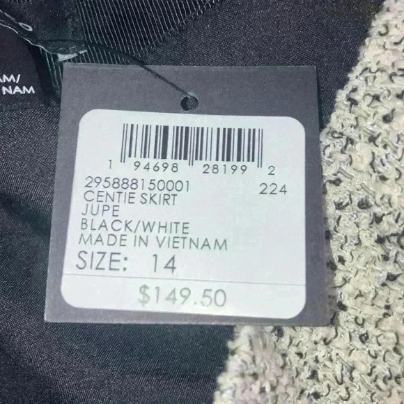 CLUB MONACO Centie Mini Skirt Black & White Size 14 - Picture 9 of 13